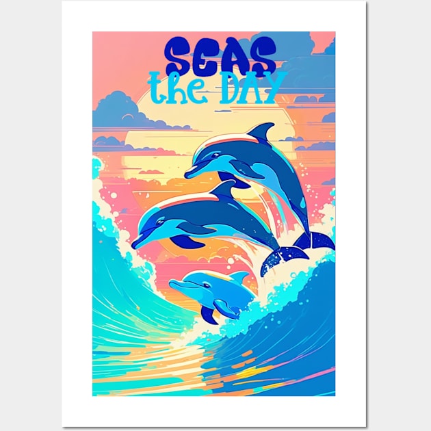 Seas The Day Dolphins Wall Art by BrightC